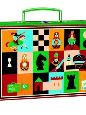 Djeco Σκάκι και Ντάμα με ξύλινα πιόνια σε βαλιτσάκι