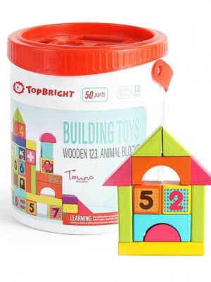 Topbright Ξύλινα Τουβλάκια 123 με Ζώα 50τεμ