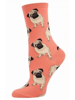 Κάλτσα σε σομόν χρώμα με σχέδιο Σκυλάκι