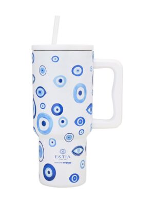 Κούπα Θερμός Με Λαβή  Καλαμάκι 900ml Estia Save The Aegean Tumbler Spirit Of Luck