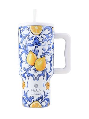 Κούπα Θερμός Με Λαβή & Καλαμάκι 900ml Estia Save The Aegean Tumbler Amalfi Coast